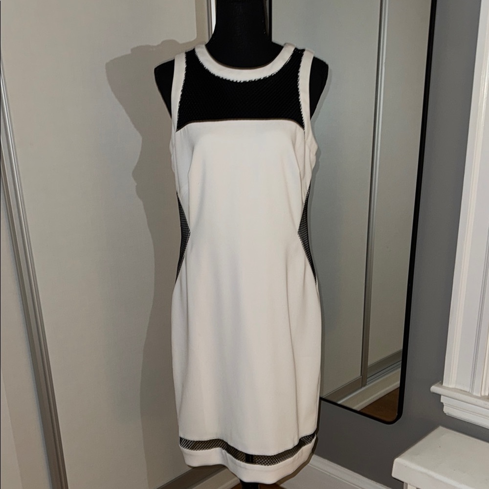 Elegant White and Black Sleeveless Dress